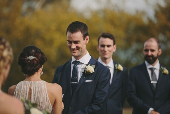 Groom during wedding ceremony
