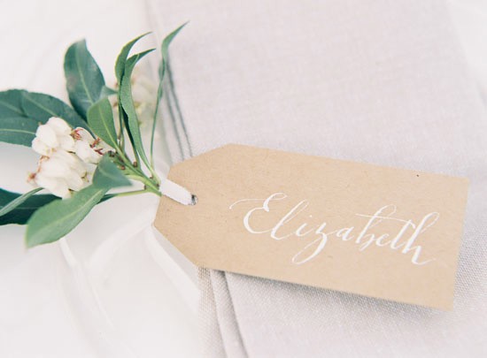 Kraft placecard with white ink