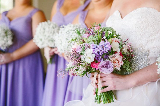 Lilac coloured wedding bouquet
