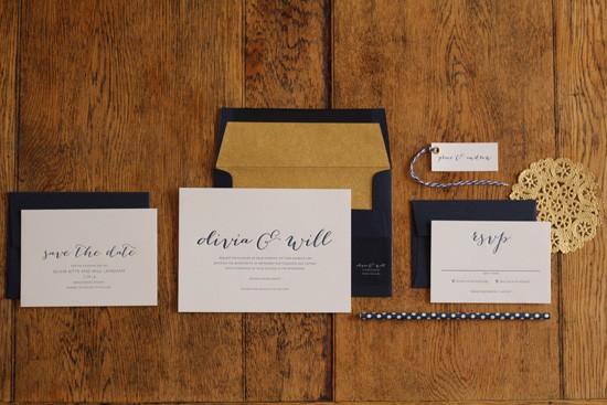 Navy wedding invitations from Simple Things Press0001