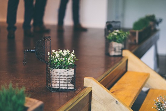 Potted plants at wedding ceremony