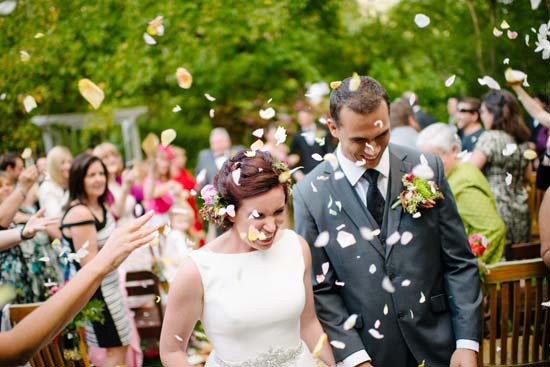 Rose petal exit for newlyweds
