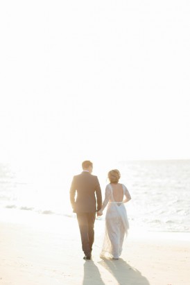 Sunset beach wedding photo