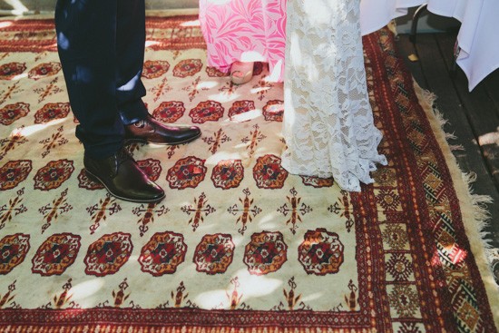 Vintage rug at wedding ceremony