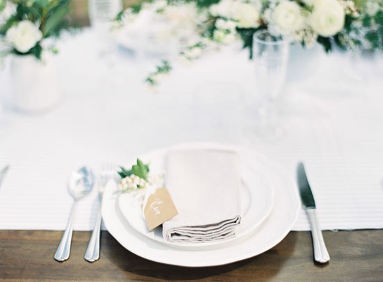 Wooden table with white for wedding