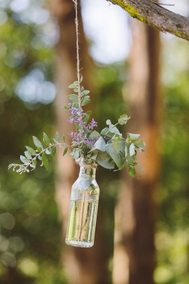 Hanging botle of flowers