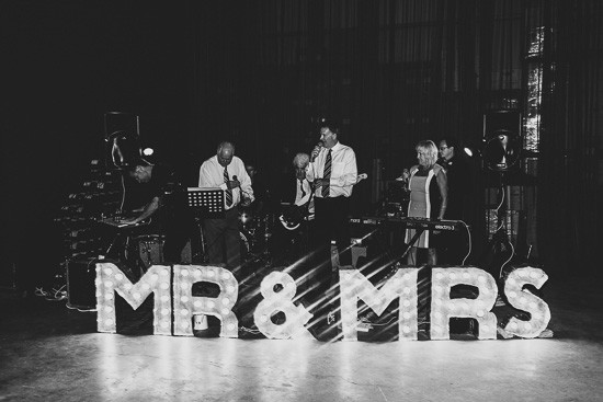 Band with Mr and Mrs Marquee Lights