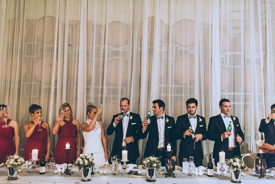 Bridal oarty raising a toast