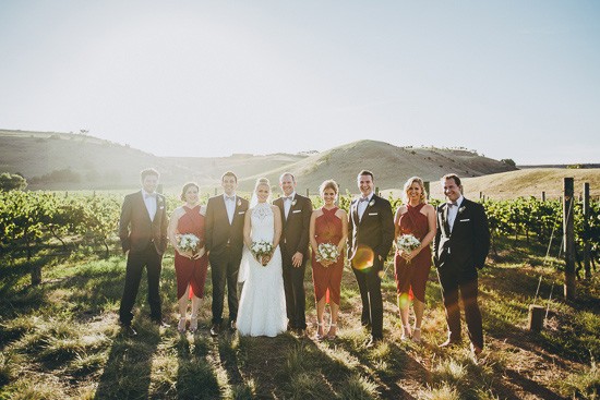 Bridal party in countryside