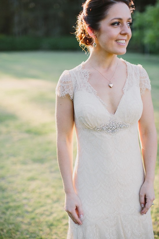Bride in Taupe wedding dress