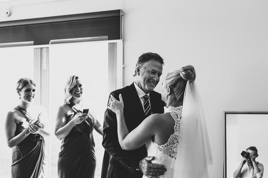Bride seeing father for the first time