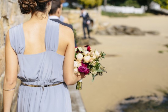 Bridesmaid in cornflower blue dress