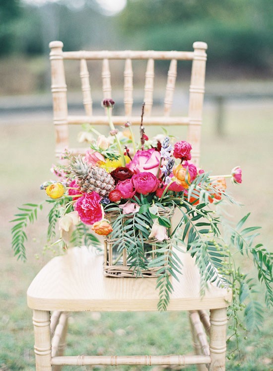 Bright summer wedding flower arrangement