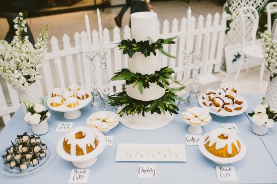 Cake table with wedding donuts