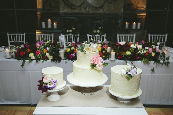 Cake trio at wedding