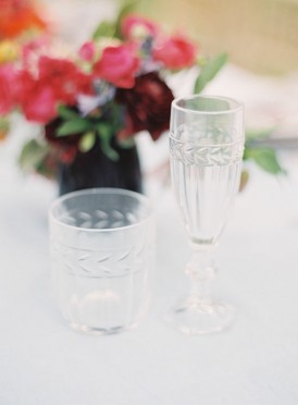 Crystal glassaware at wedding