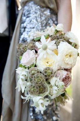 Flannel flower and rose bouquet