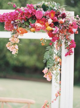 Fuschia and coral wedding flowers