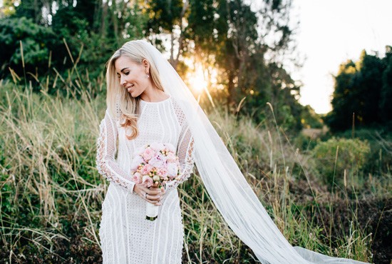 Gold coast bride in long sleeve gown