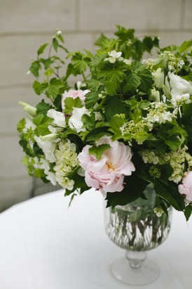 Greenery flower arrangement with pink