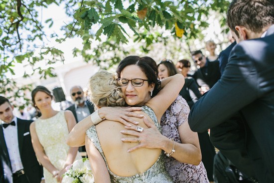 Hugging new bride