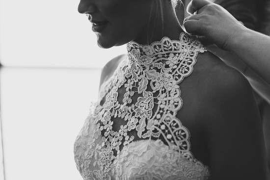 Lace halterneck bridal gown