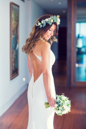 Low back wedding gown