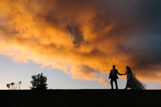 Orange sky wedding photo