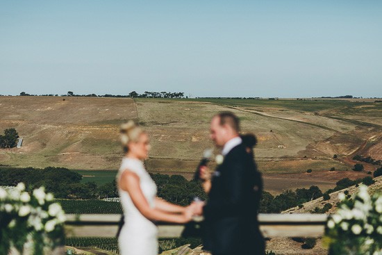 Wedding ceremony overlooking country side