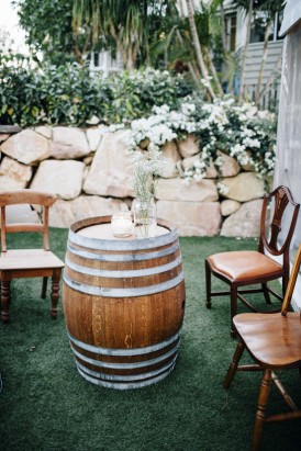 Wine barrel wedding decor