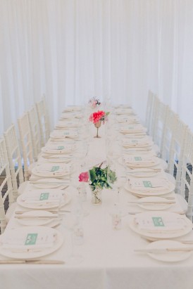 All white wedding tables