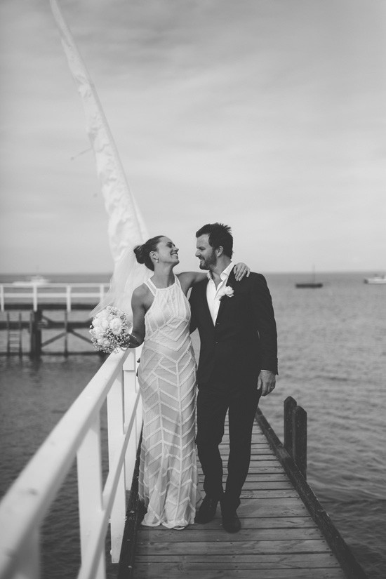Black and white SOrrento wedding photo