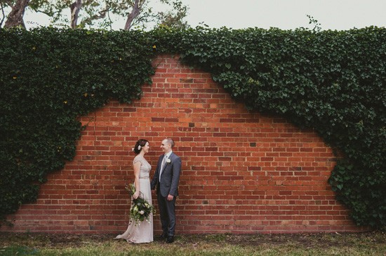 Brick wall wedding portrait Canberra