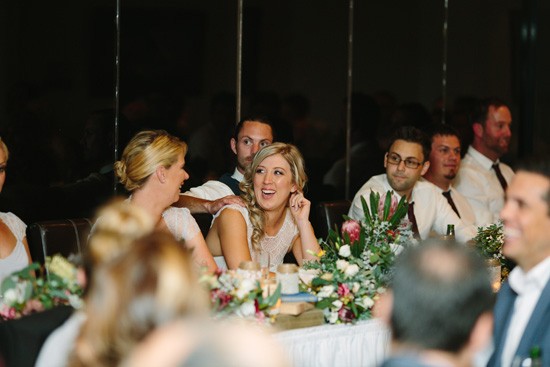 Bride during wedding speeches