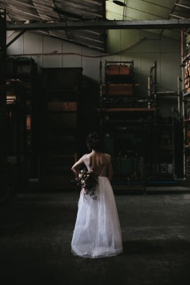 Bride in warehouse
