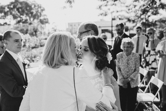 Bride kissing mother