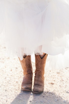 Bride wearing boots