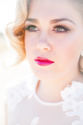 Bride with berry pink lips