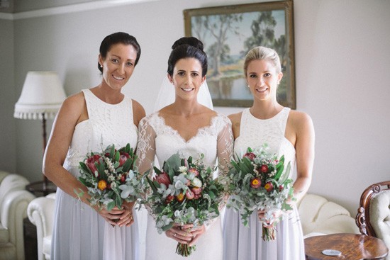 Bride with bridesmaids in white