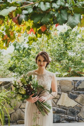 Bride with modern sheath bouquet