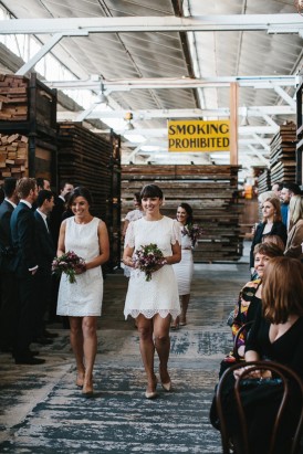 Bridesmaids at Melbourne warehouse wedding