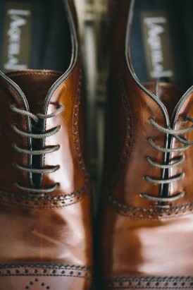 Brown leather weedding shoes