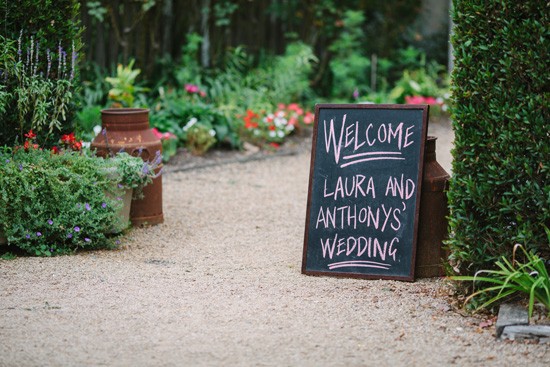 Chalk baord wedding welcome sign