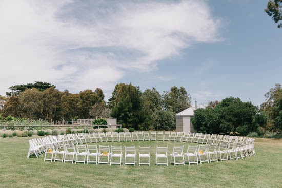 Circle of chairs at wedding ceremony