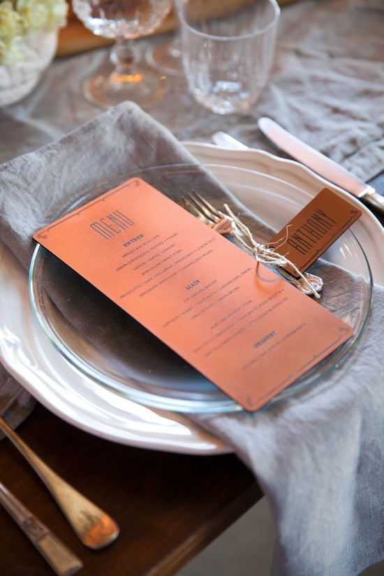Copper wedding menu