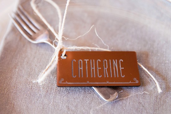 Copper wedding place card