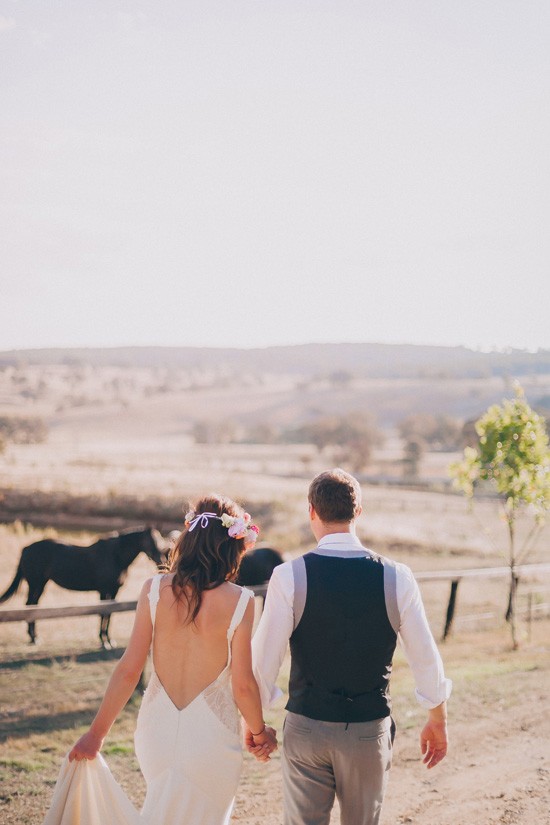Country wedding photo with horse
