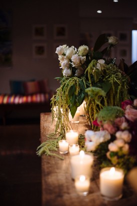 Flowers and candles at wedding