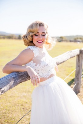 Lace crop top wedding gown