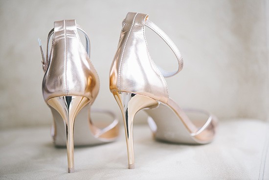 Metallic rose gold wedding shoes